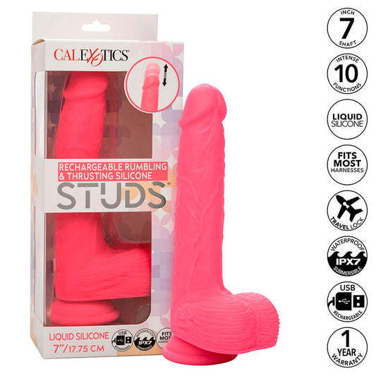 VIBRADOR REALÍSTICO 17,5 X 4,5 CM CALEXOTICS - STUDS 10 VIBRACIONES Y ROSA