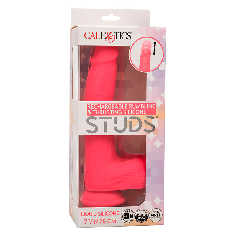 VIBRADOR REALÍSTICO 17,5 X 4,5 CM CALEXOTICS - STUDS 10 VIBRACIONES Y ROSA