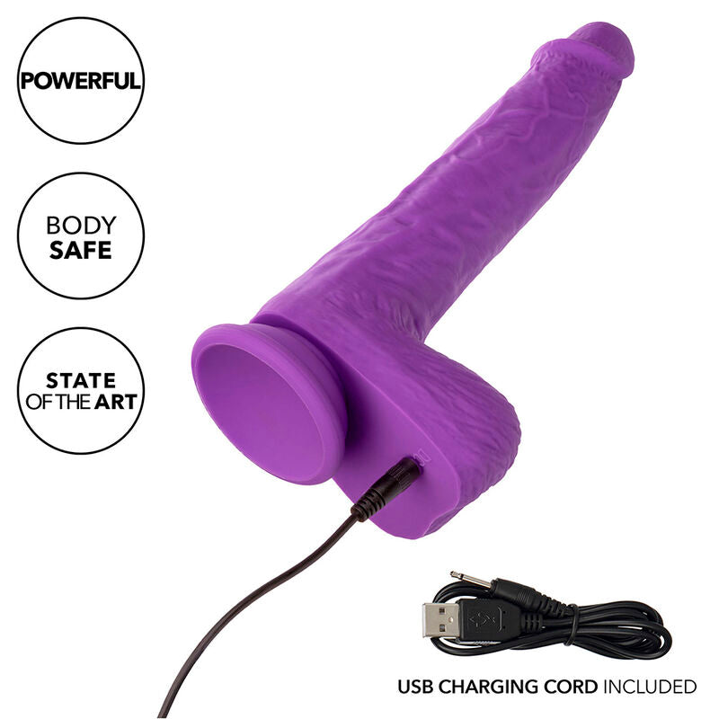 VIBRADOR REALISTICO 17,5 X 4,5 CM CALEXOTICS - STUDS RECARGABLE Y GIRATORIO 10 VIBRACIONES VIOLETA