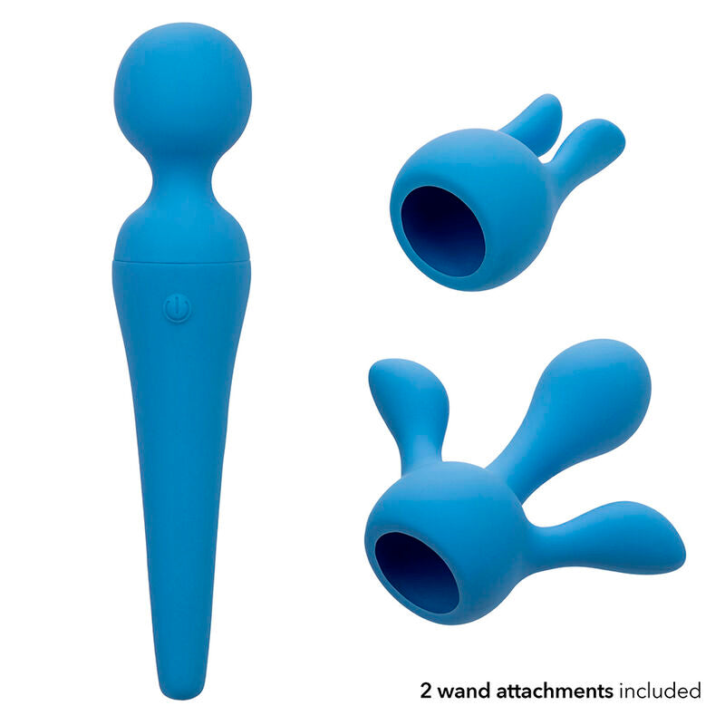 COUTURE KIT VIBRADOR MASAJEADOR WAND CON PUNTAS INTERCAMBIABLES 10 VIBRACIONES AZUL