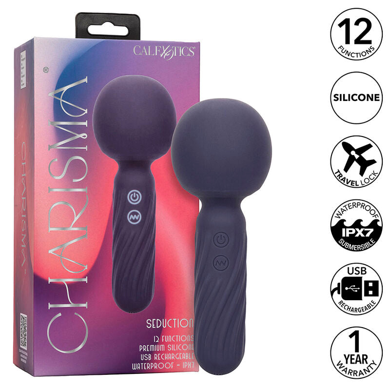 CHARISMA SEDUCTION MASAJEADOR WAND 12 FUNCIONES MORADO RECARGABLE USB CALEXOTICS