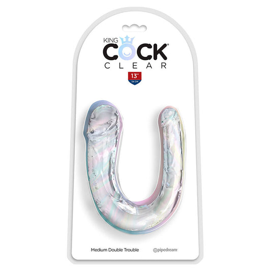 DOBLE DILDO KING COCK - DOUBLE TROUBLE 33 CM TRANSPARENTE