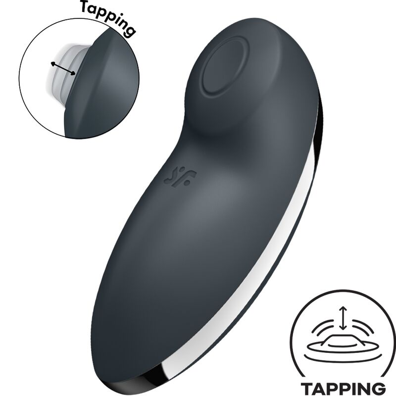 MASAJEADOR ESTIMULADOR DE CLITORIS VIBRADOR SATISFYER - TAP & CLIMAX 2 GRIS
