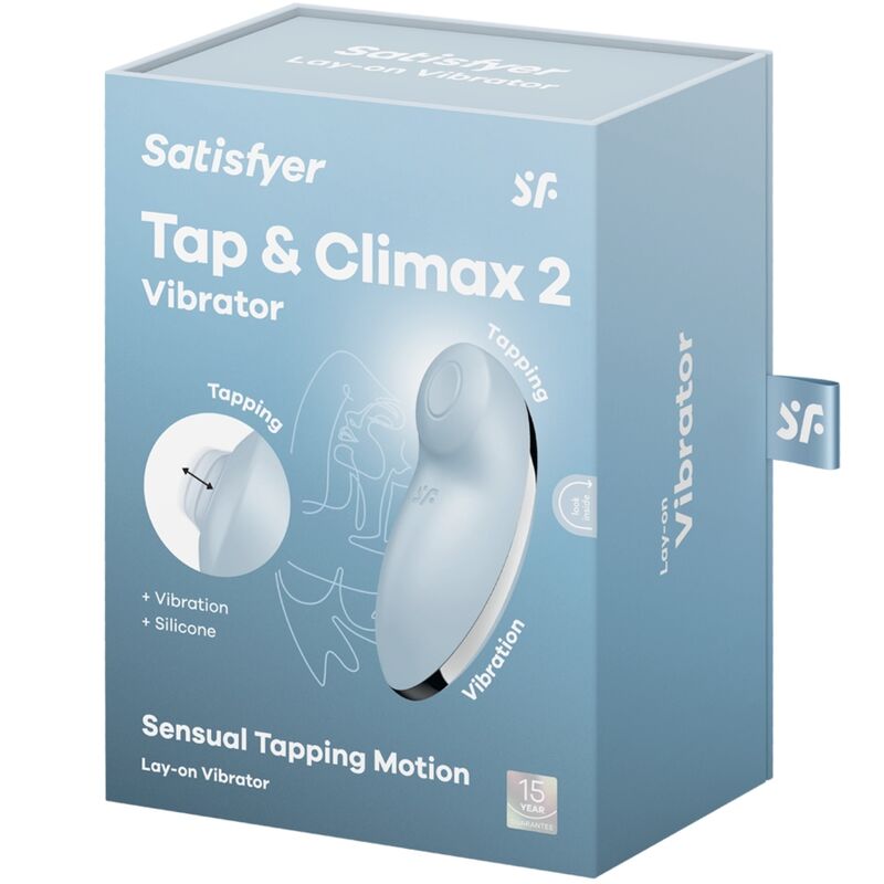 MASAJEADOR ESTIMULADOR DE CLITORIS VIBRADOR SATISFYER - TAP & CLIMAX 2 AZUL