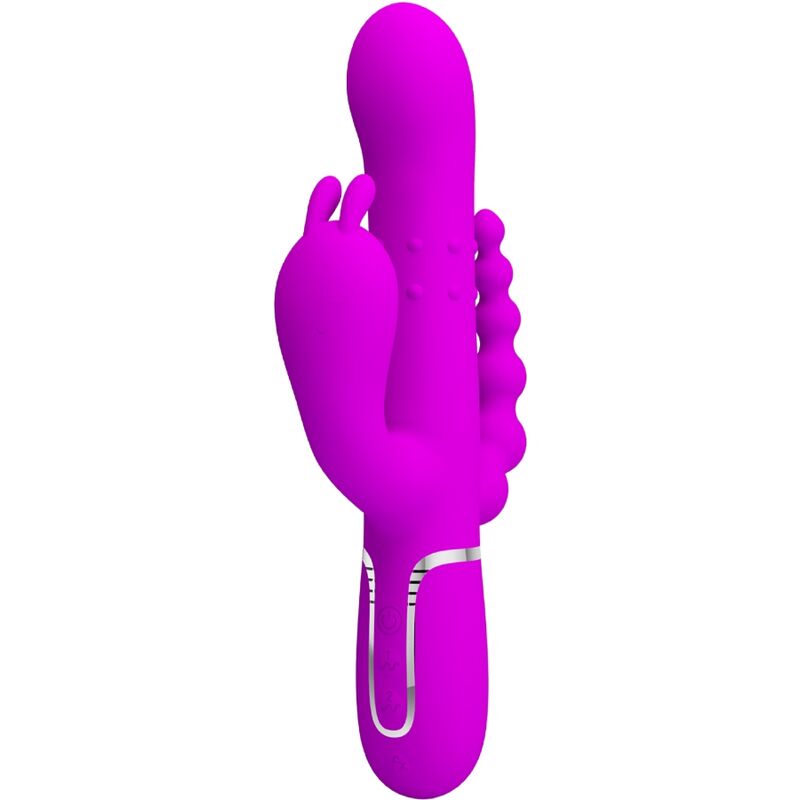 CAMMY TRIPLE VIBRADOR MULTIFUNCIÓN 4 EN 1 ROSA RECARGABLE USB