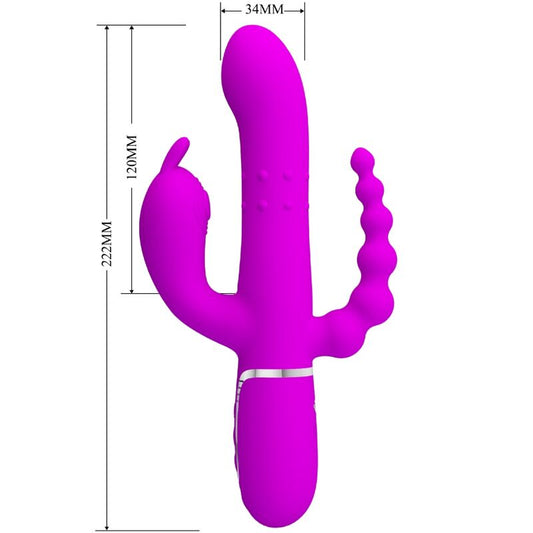 CAMMY TRIPLE VIBRADOR MULTIFUNCIÓN 4 EN 1 ROSA RECARGABLE USB