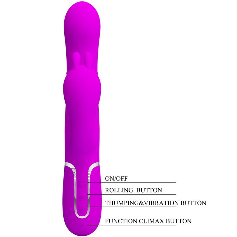 CAMMY TRIPLE VIBRADOR MULTIFUNCIÓN 4 EN 1 ROSA RECARGABLE USB