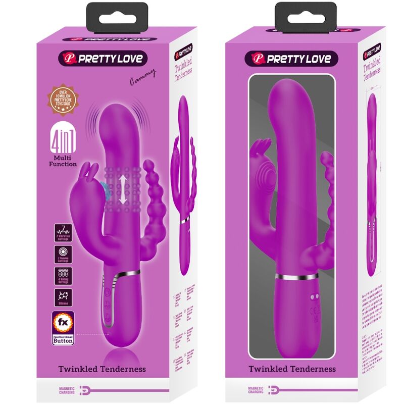 CAMMY TRIPLE VIBRADOR MULTIFUNCIÓN 4 EN 1 ROSA RECARGABLE USB