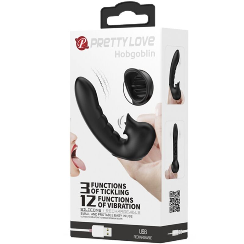 HOBGOBLIN VIBRADOR PARA DEDO 12 VIBRACIONES + ESTIMULADOR CLÍTORIS NEGRO