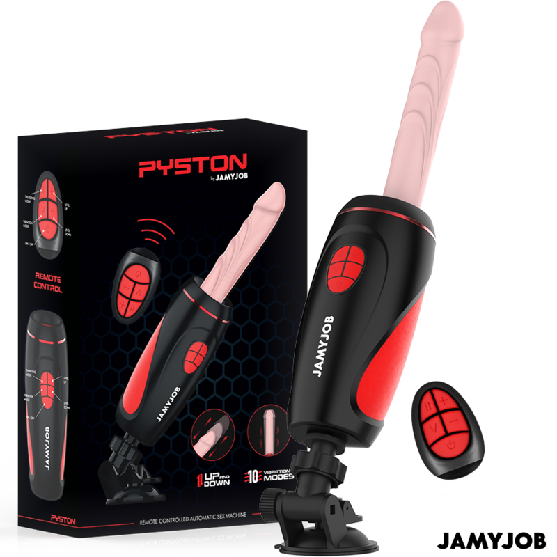 DILDO REALÍSTICO AUTOMÁTICO 21,5 X 3,2 CM JAMYJOB - PYSTON BASE CONTROL REMOTO