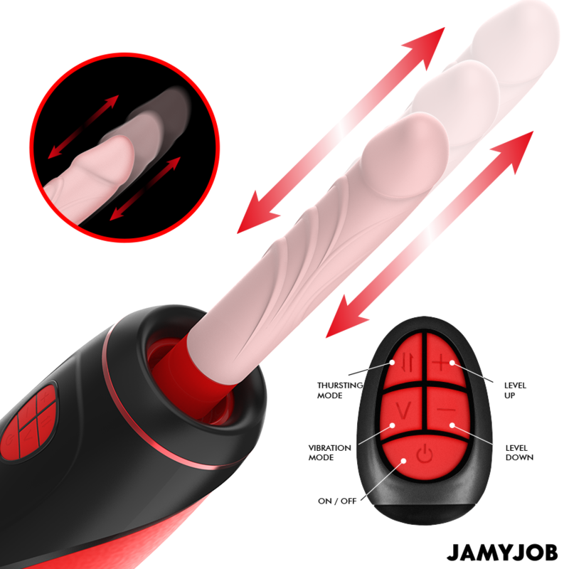 DILDO REALÍSTICO AUTOMÁTICO 21,5 X 3,2 CM JAMYJOB - PYSTON BASE CONTROL REMOTO