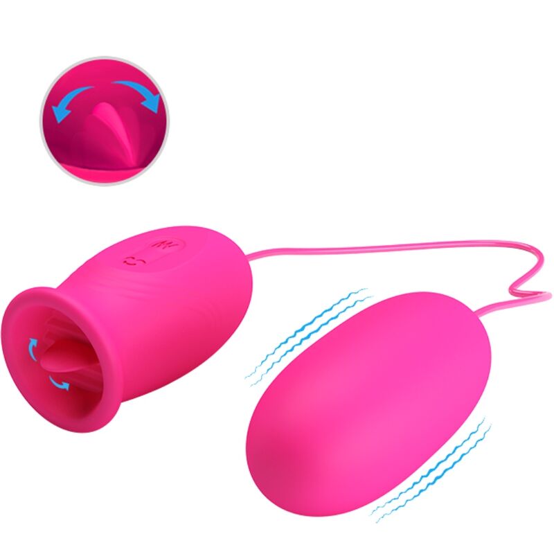 ESTIMULADOR DE CLITORIS CON LENGUA + HUEVO VIBRADOR PRETTY LOVE - DAISY ROSA