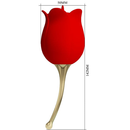ROSE LOVER ESTIMULADOR DE CLITORIS CON LENGUA Y FORMA DE ROSA 12 VIBRACIONES ROJO