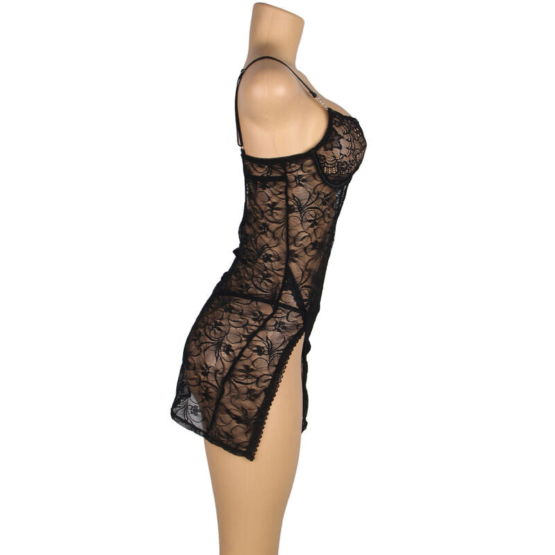 BABYDOLL SUBBLIME - 954185 DE ENCAJE CON TIRANTES AJUSTABLES NEGRO S/M