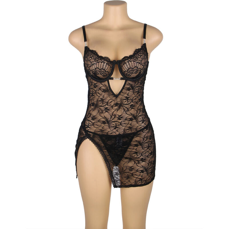 BABYDOLL SUBBLIME - 954185 DE ENCAJE CON TIRANTES AJUSTABLES NEGRO S/M