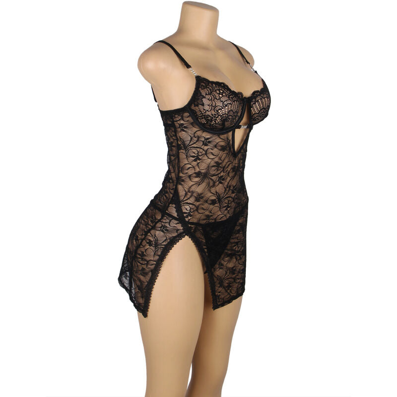 BABYDOLL SUBBLIME - 954185 DE ENCAJE CON TIRANTES AJUSTABLES NEGRO S/M