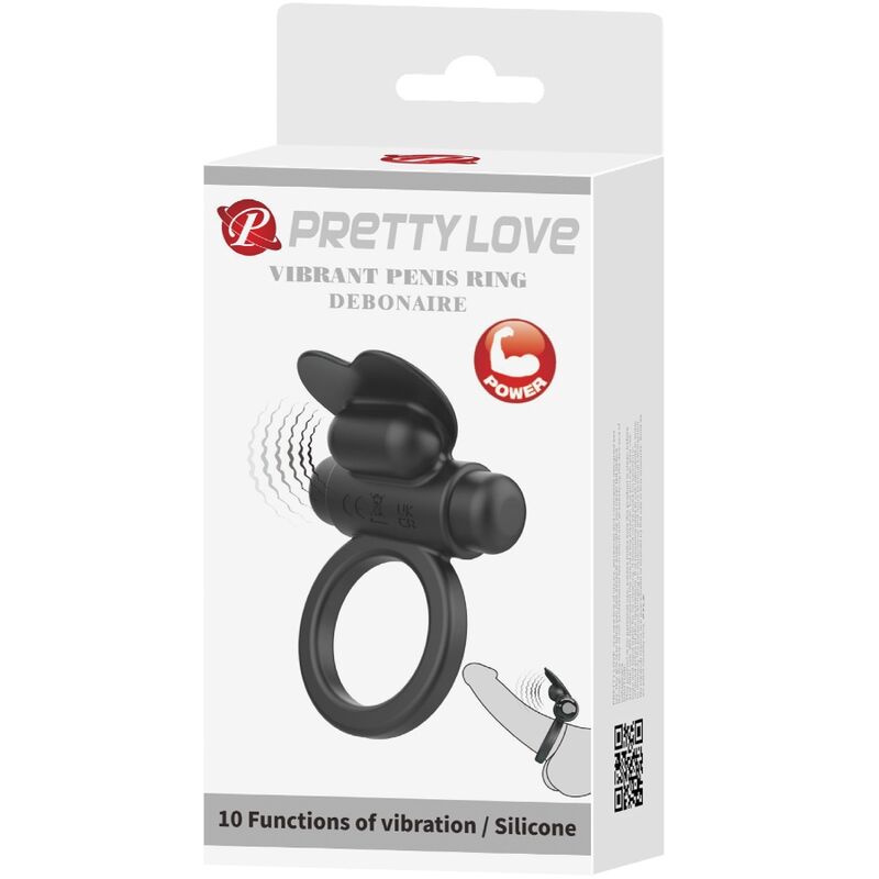 DEBONAIRE ANILLO VIBRADOR CONEJO 10 VIBRACIONES NEGRO BATERÍA AAA