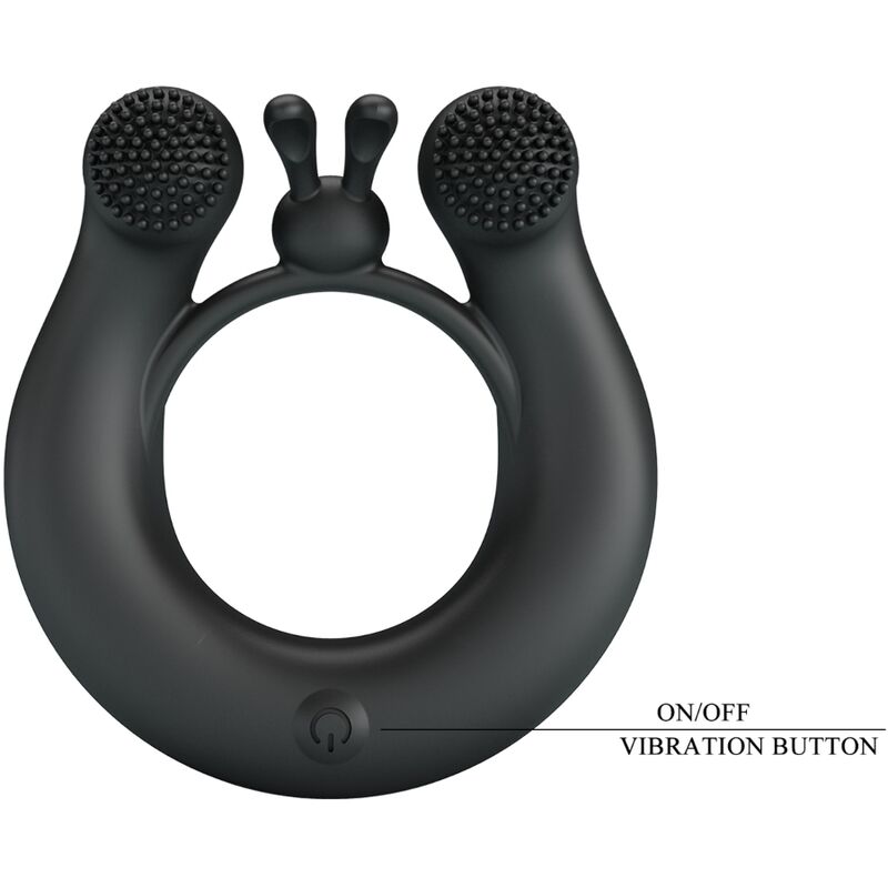 DAHLIA ANILLO VIBRADOR + ESTIMULADOR DE CLÍTOIS 12 VIBRACIONES NEGRO RECARGABLE USB