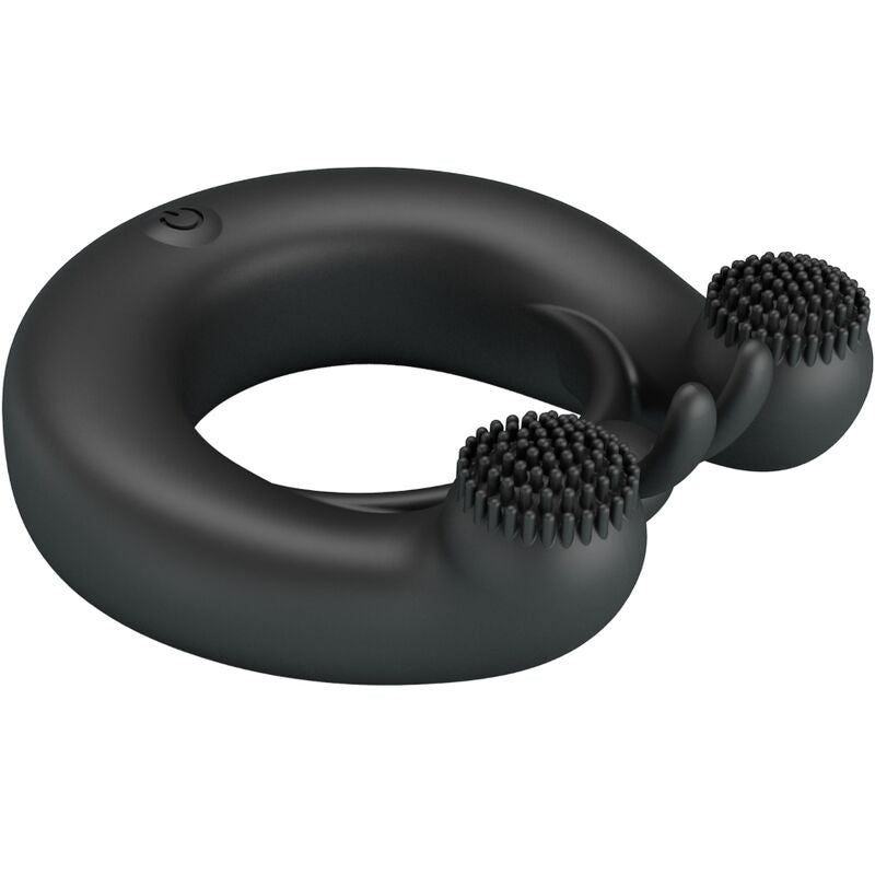 DAHLIA ANILLO VIBRADOR + ESTIMULADOR DE CLÍTOIS 12 VIBRACIONES NEGRO RECARGABLE USB