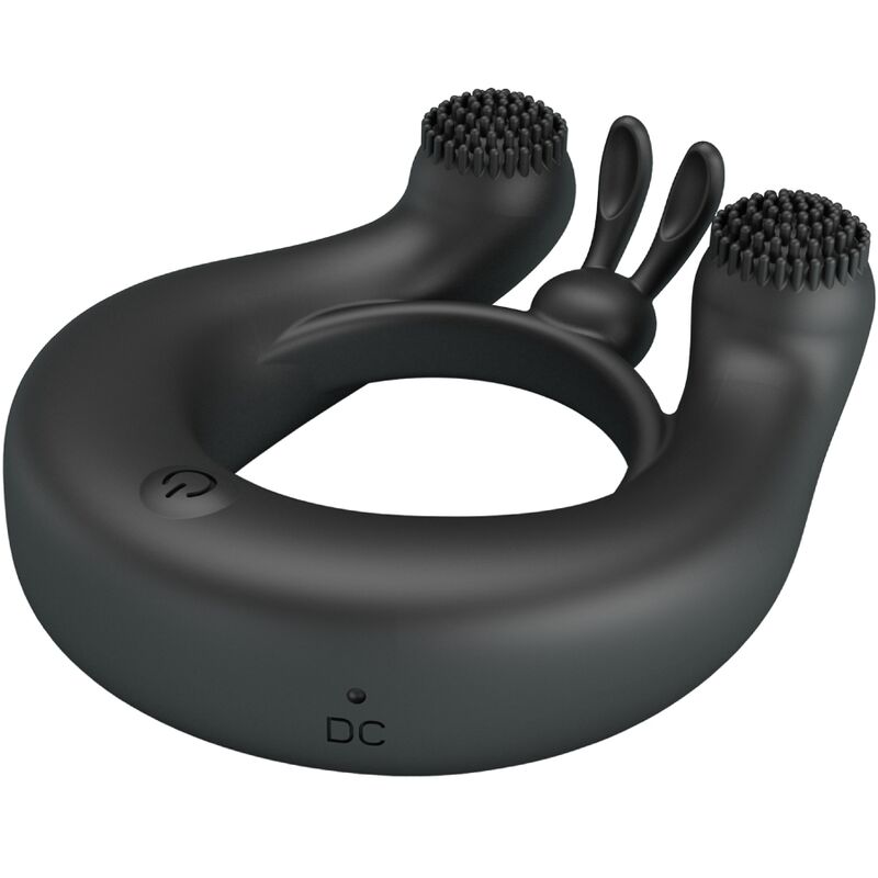 DAHLIA ANILLO VIBRADOR + ESTIMULADOR DE CLÍTOIS 12 VIBRACIONES NEGRO RECARGABLE USB