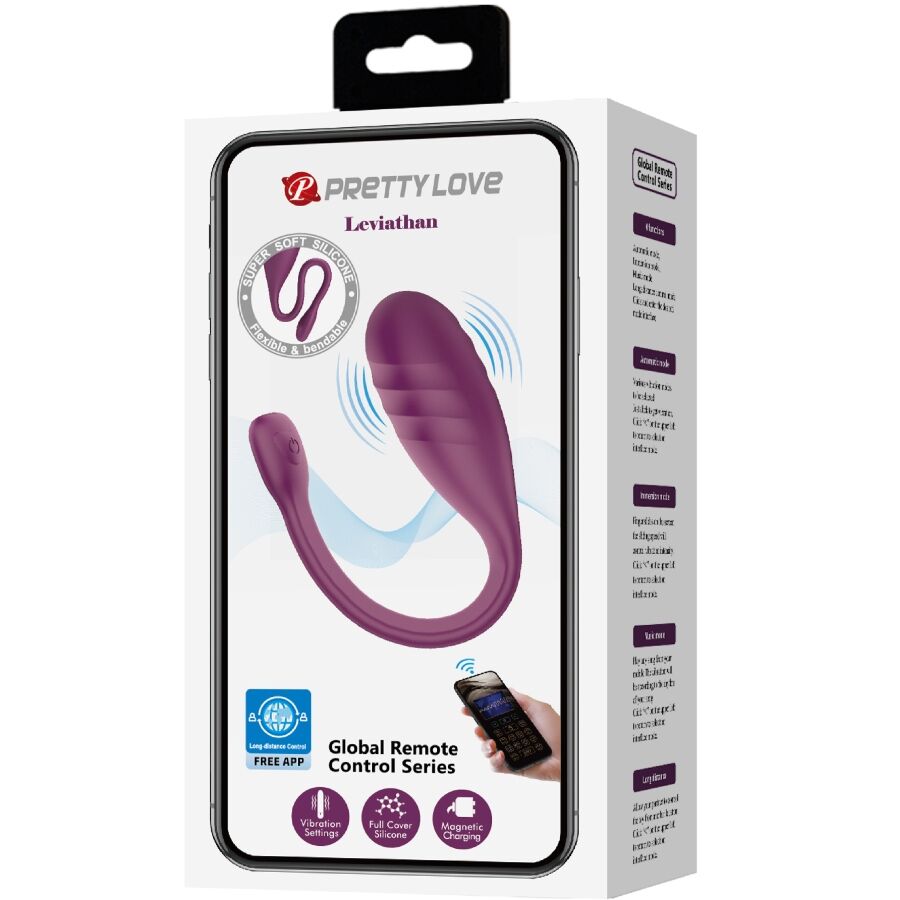 HUEVO VIBRADOR PRETTY LOVE - LEVIATHAN CONTROLADO POR APP MORADO