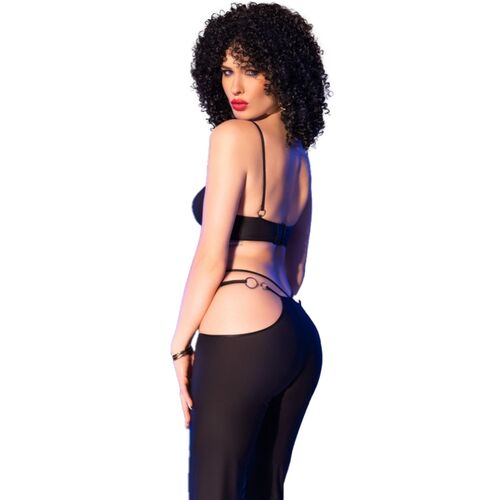 SET TOP NEGRO Y LEGGINS CON COMPLEMENTOS DORADOS CHILIROSE - CR 4851