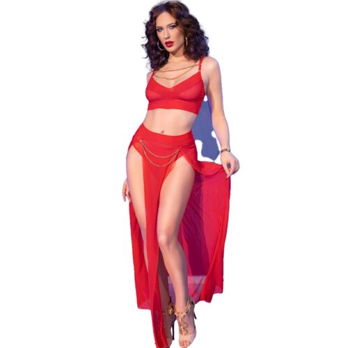SET TOP ROJO Y LEGGINS CON COMPLEMENTOS DORADOS CHILIROSE - CR 4850