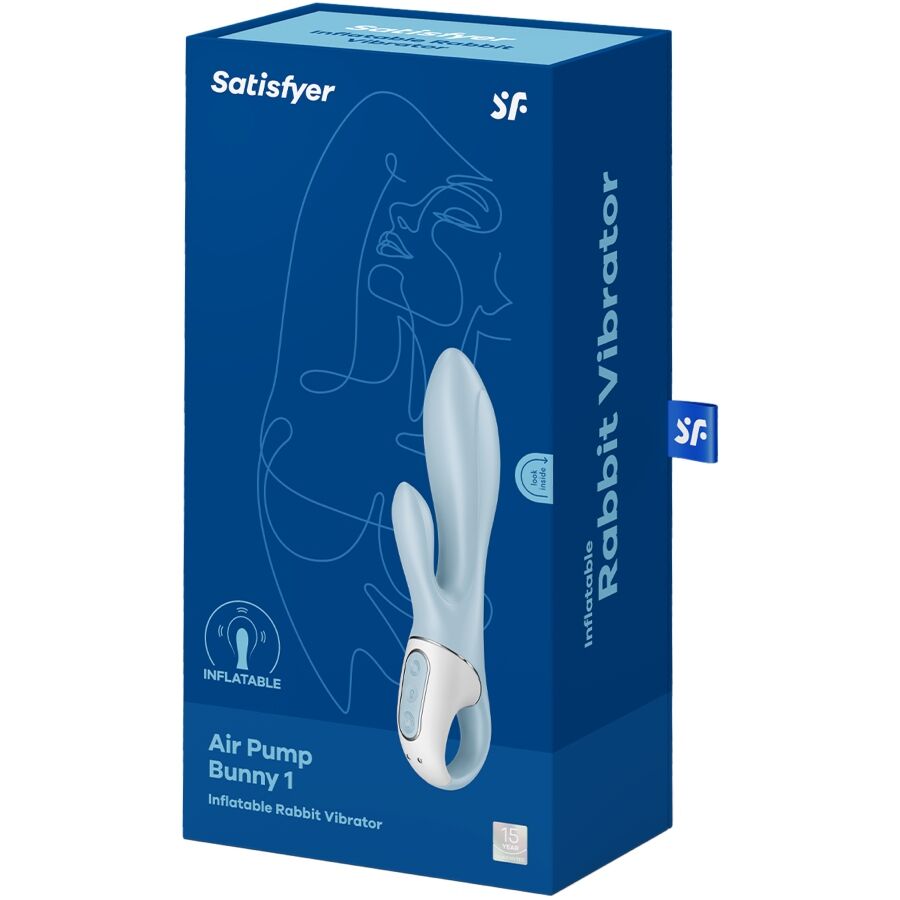 AIR PUMP BUNNY 1 VIBRADOR RABBIT INFLABLE AZUL RECARGABLE USB SATISFYER