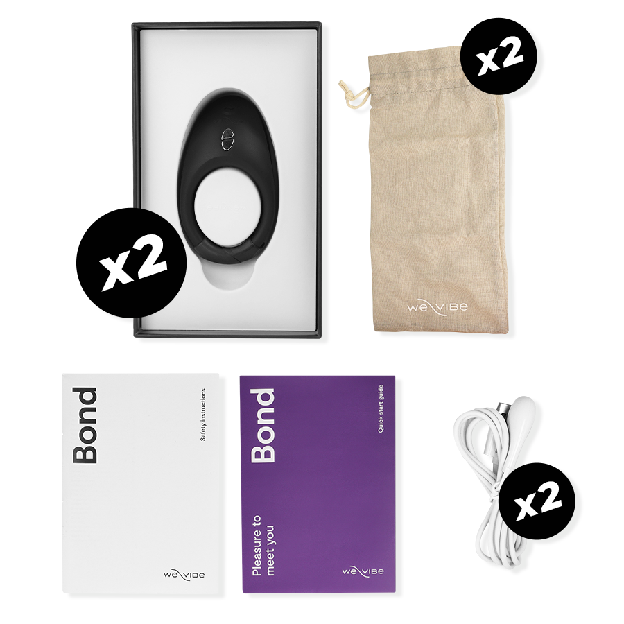 TEASE US SET BOND + BOND 2 ANILLOS VIBRADORES CONTROLABLES POR APP WE VIBE