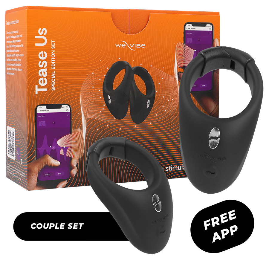 TEASE US SET BOND + BOND 2 ANILLOS VIBRADORES CONTROLABLES POR APP WE VIBE