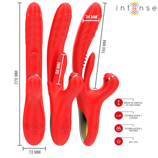 INTENSE - ROSALIA VIBRADOR MULTIFUNCIÓN 3 EN 1 ROJO