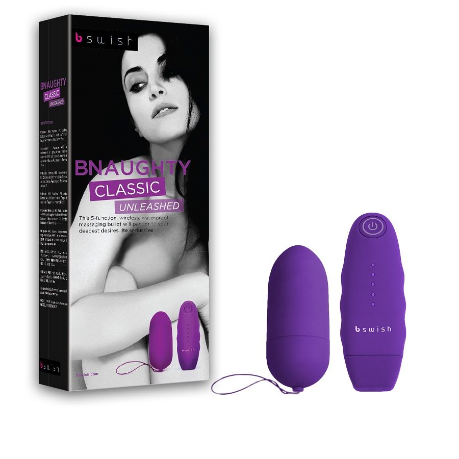 HUEVO VIBRADOR B SWISH - BNAUGHTY UNLEASHED CLASSIC LILA CONTROL REMOTO