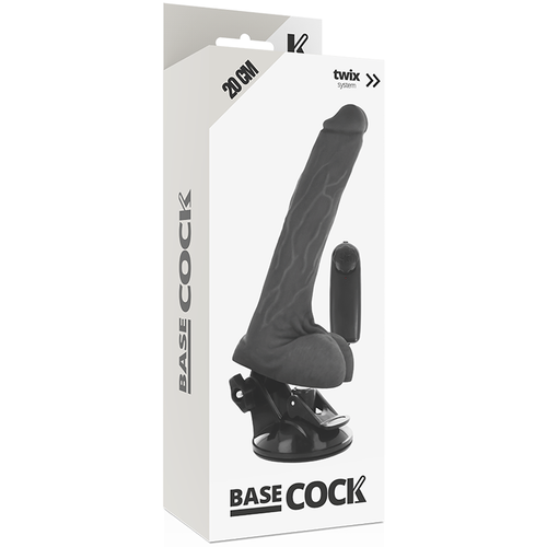 VIBRADOR REALISTICO 20 X 4 CM BASECOCK - CONTROL REMOTO NATURAL CON TESTICULOS