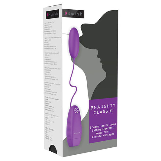 HUEVO VIBRADOR CON CABLE B SWISH - BNAUGHTY CLASSIC VIBRATING BULLET PURPLE