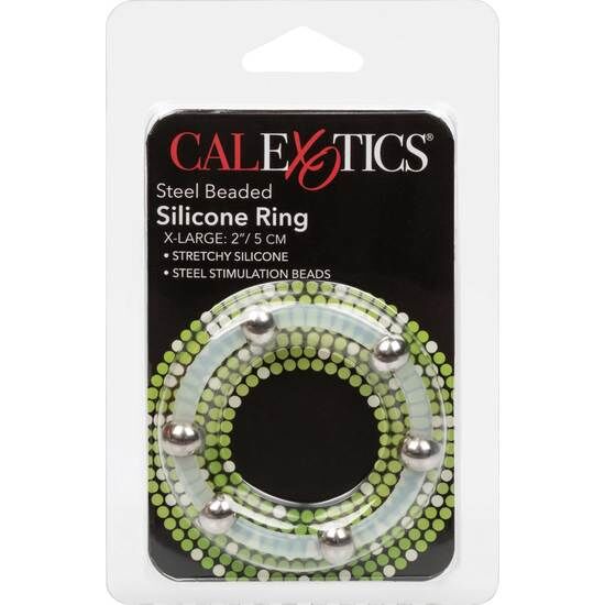 ANILLO DE SILICONA CON CUENTAS DE ACERO TALLA XL CALEXOTICS