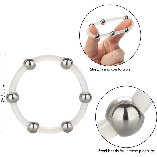 ANILLO DE SILICONA CON CUENTAS DE ACERO TALLA XL CALEXOTICS