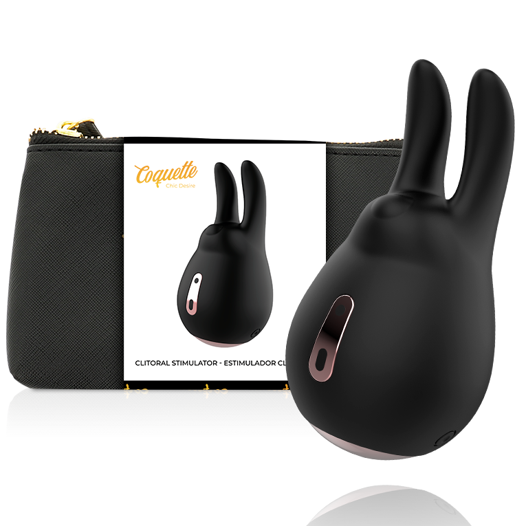 MASAJEADOR ESTIMULADOR DE CLITORIS COQUETTE CHIC DESIRE - NEGRO / GOLD CONEJO