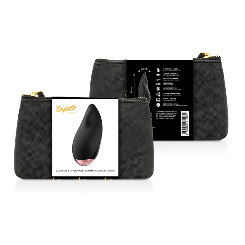 MASAJEADOR ESTIMULADOR DE CLITORIS COQUETTE CHIC DESIRE - NEGRO / GOLD GOTA