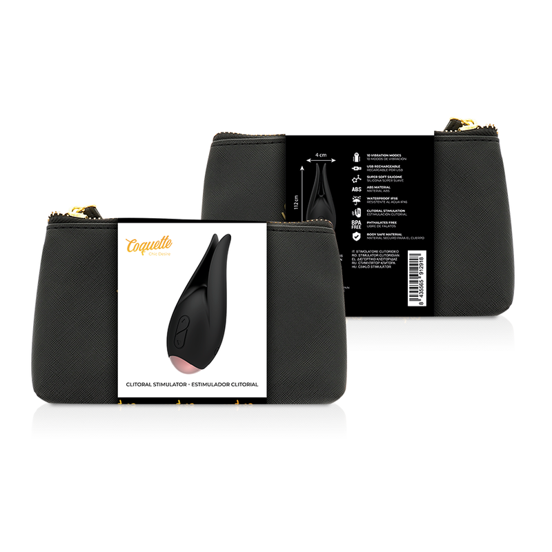MASAJEADOR ESTIMULADOR DE CLÍTORIS COQUETTE CHIC DESIRE - NEGRO / GOLD FLOR