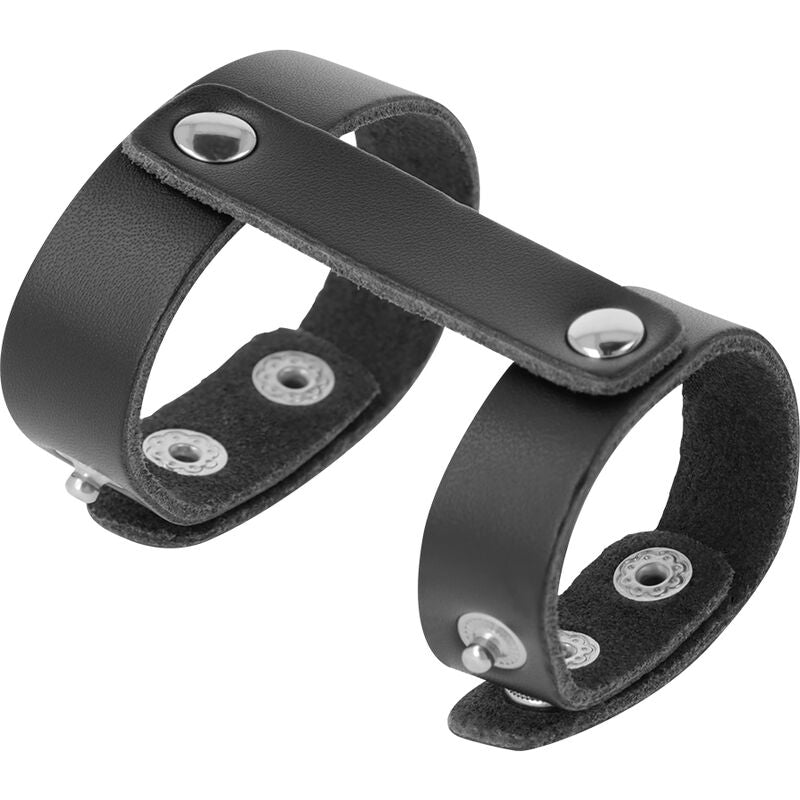 ANILLO CUERO DOBLE PARA PENE Y TESTICULOS AJUSTABLE LEATHER DARKNESS