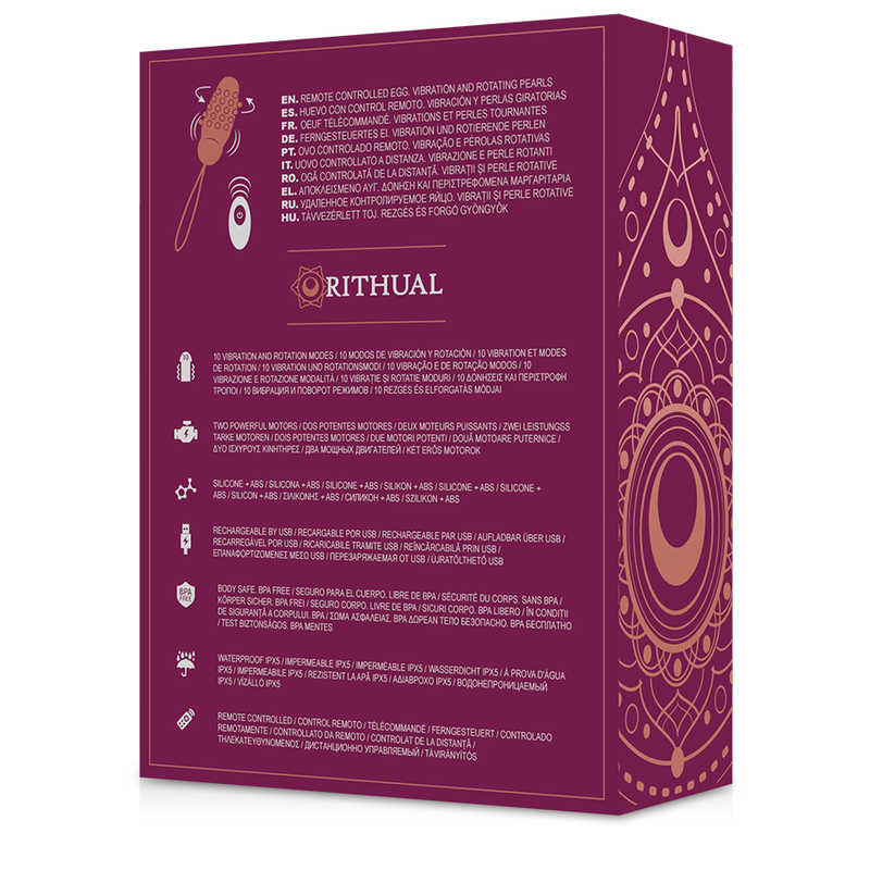 HUEVO VIBRADOR RITHUAL - SITA CONTROL REMOTO ROTACIÓN DE PERLAS + VIBRACIÓN