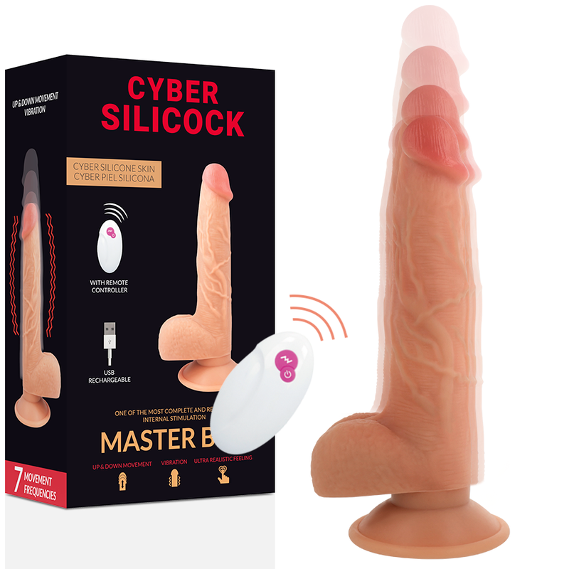 VIBRADOR REALISTICO CYBER SILICOCK - CONTROL REMOTO MASTER BEN 23.88 CM -O- 4.3 CM
