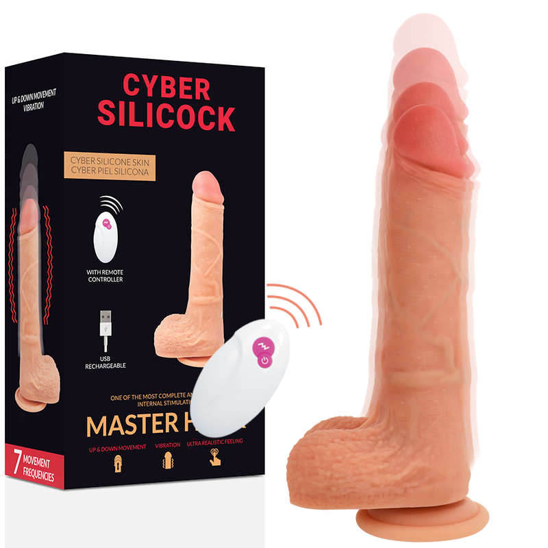 VIBRADOR REALISTICO CYBER SILICOCK - CONTROL REMOTO MASTER HUCK 20.9 CM -O- 4 CM