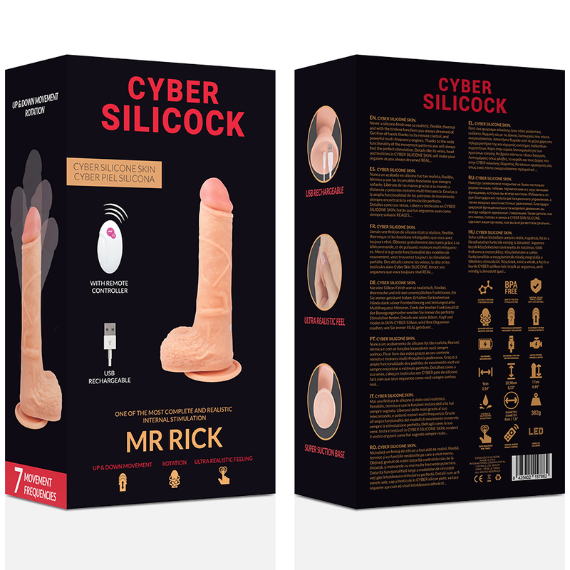 VIBRADOR REALISTICO CYBER SILICOCK - CONTROL REMOTO MR RICK 20.9 CM -O- 4 CM