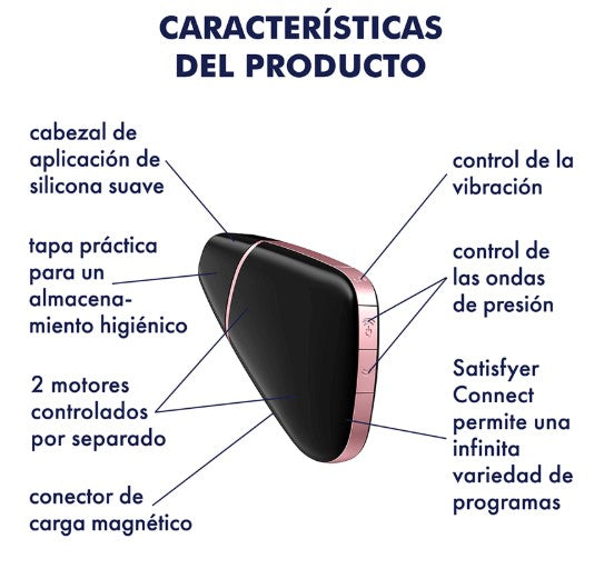LOVE TRIANGLE ESTIMULADOR Y VIBRADOR ONDAS DE PRESIÓN CON APP MUNDIAL SATISFYER