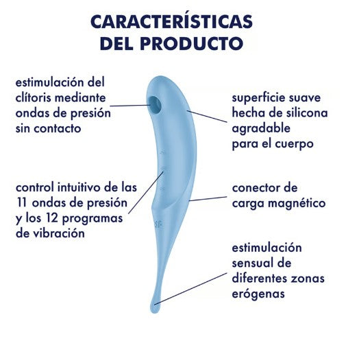 ESTIMULADOR Y VIBRADOR ONDAS DE PRESIÓN 2 EN 1 SATISFYER TWIRLING PRO