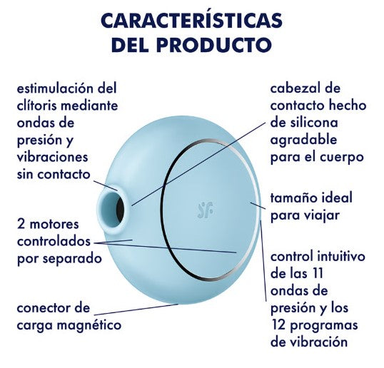 PRO TO GO 3 DOBLE NEGRO ESTIMULADOR Y VIBRADOR ONDAS DE PRESIÓN SATISFYER