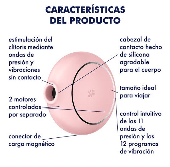 PRO TO GO 3 DOBLE NEGRO ESTIMULADOR Y VIBRADOR ONDAS DE PRESIÓN SATISFYER