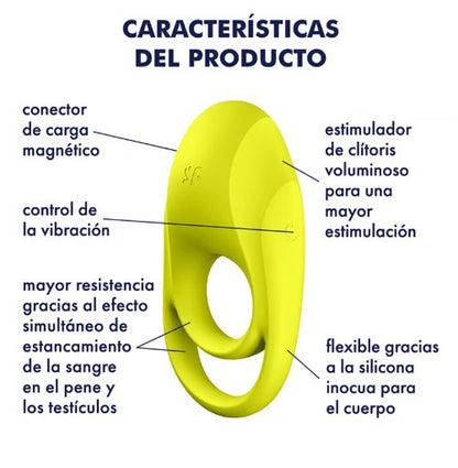 SPECTACULAR DUO ANILLO VIBRADOR AMARILLO RECARGABLE USB SATISFYER