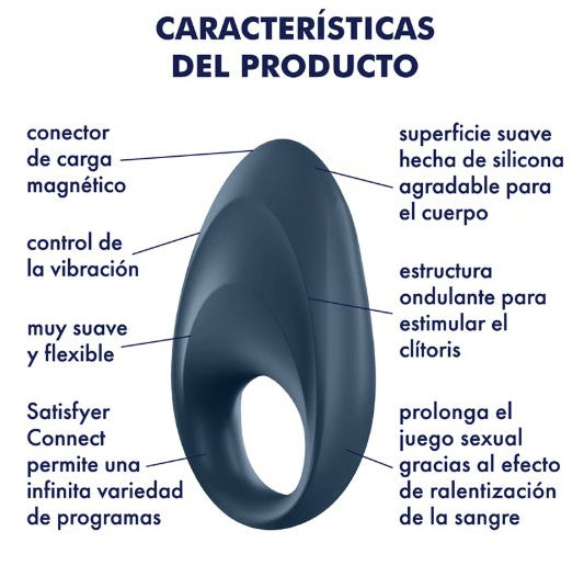 MIGHTY ONE ANILLO VIBRADOR CON APP RECARGABLE USB SATISFYER